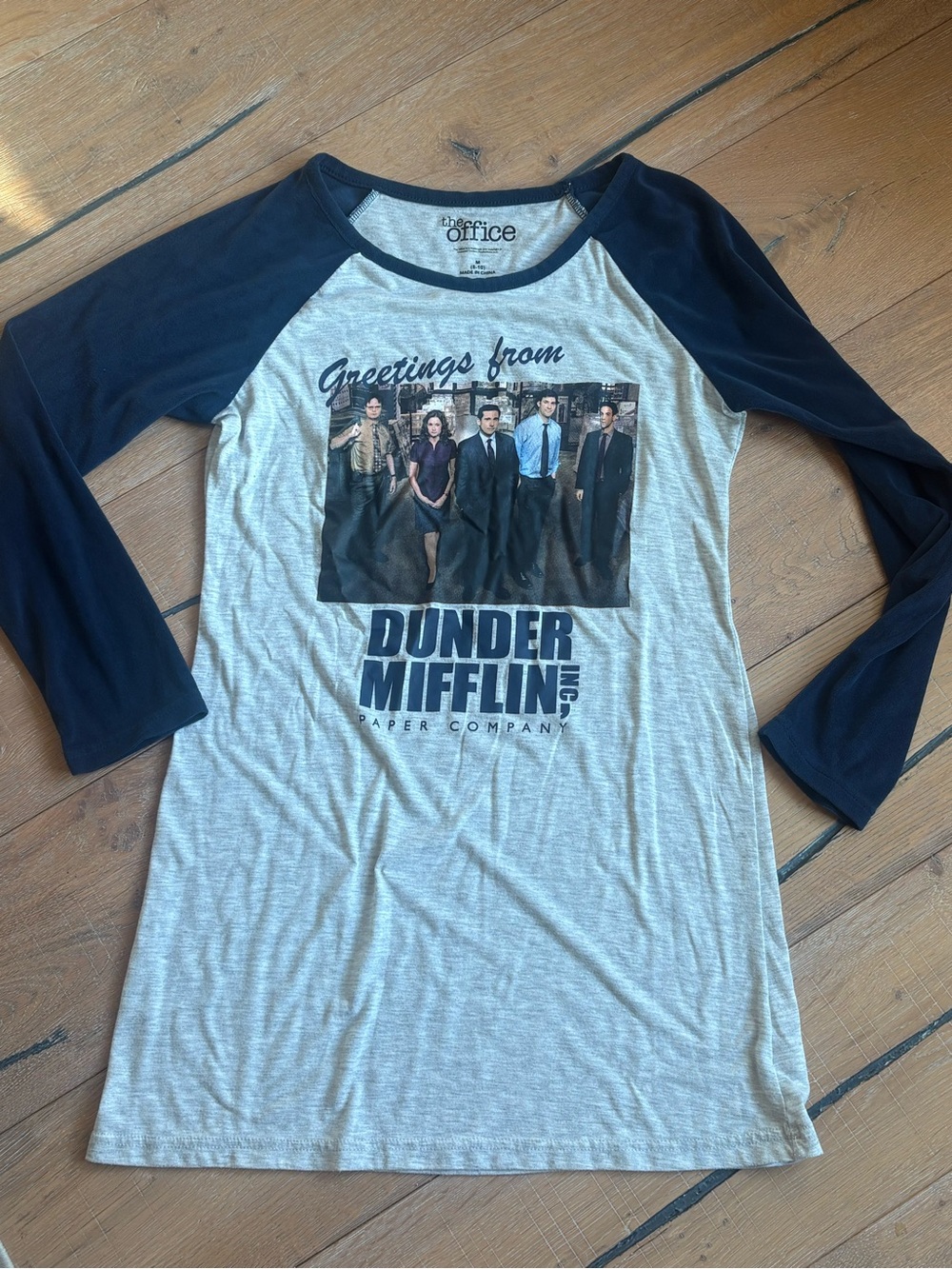 The Office Dunder Mifflin Raglan PJ Dress - Navy/Heather Gray